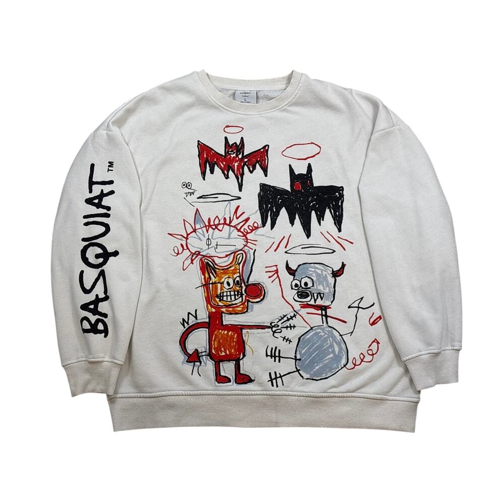 Jean Michael Basquiat x Primark graffiti devil angel bats crewneck Sweatshirt L